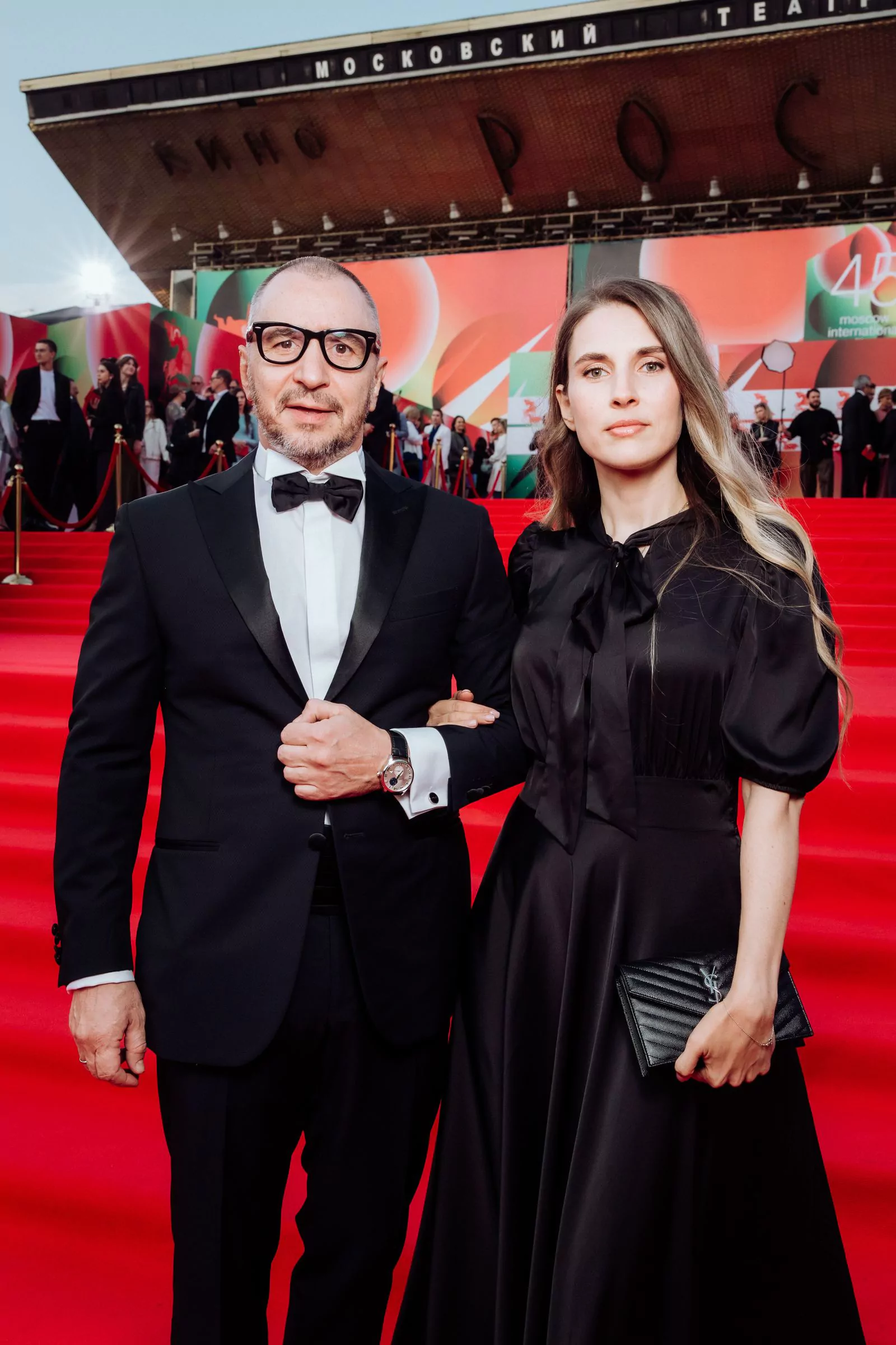 Pyotr Buslov with his wife Evgenia Evgienko at the closing ceremony of the 45th Moscow International Film Festival, April 27, 2023, photo 2