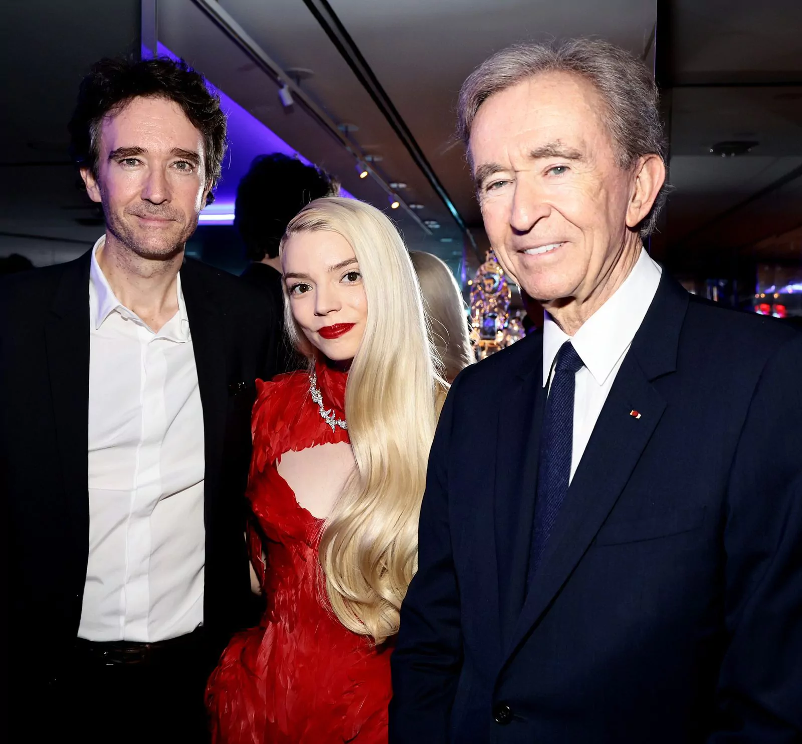 Antoine Arnault, Anya Taylor-Joy and Bernard Arnault celebrate the opening of the Tiffany & Co. flagship store.  in New York, April 27, 2023