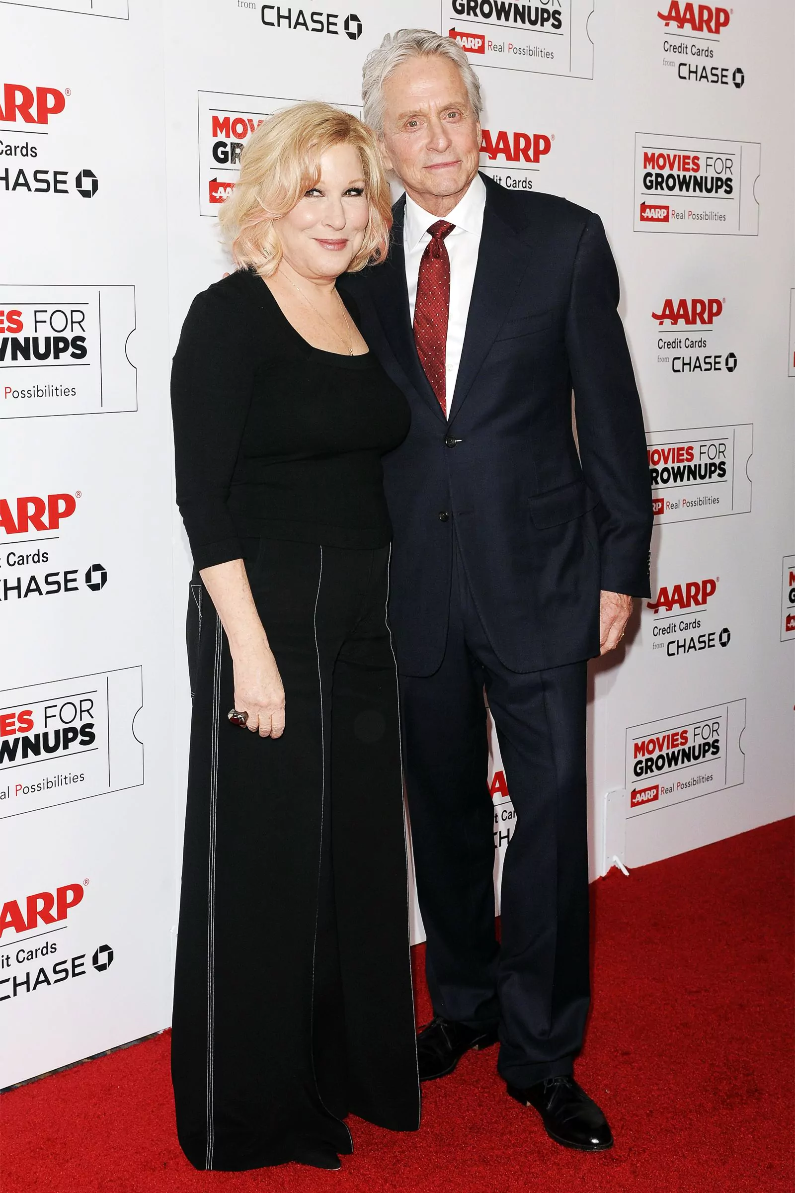 Bette Midler and Michael Douglas at the AARP Movies for Grownups Awards in Los Angeles on February 8, 2016.