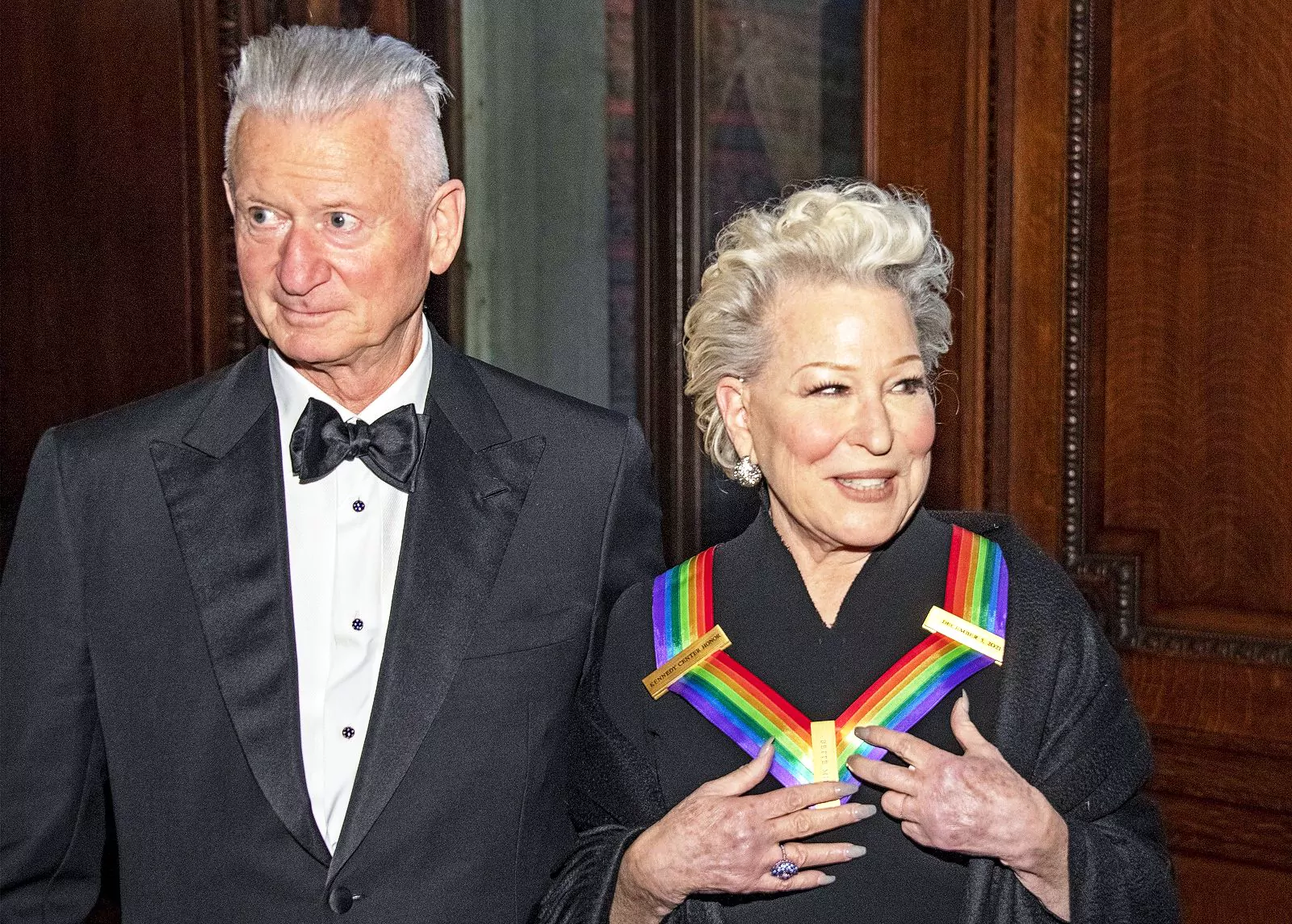 Bette Midler with husband Martin von Haselberg at the medal ceremony at the Library of Congress in Washington, December 4, 2021.