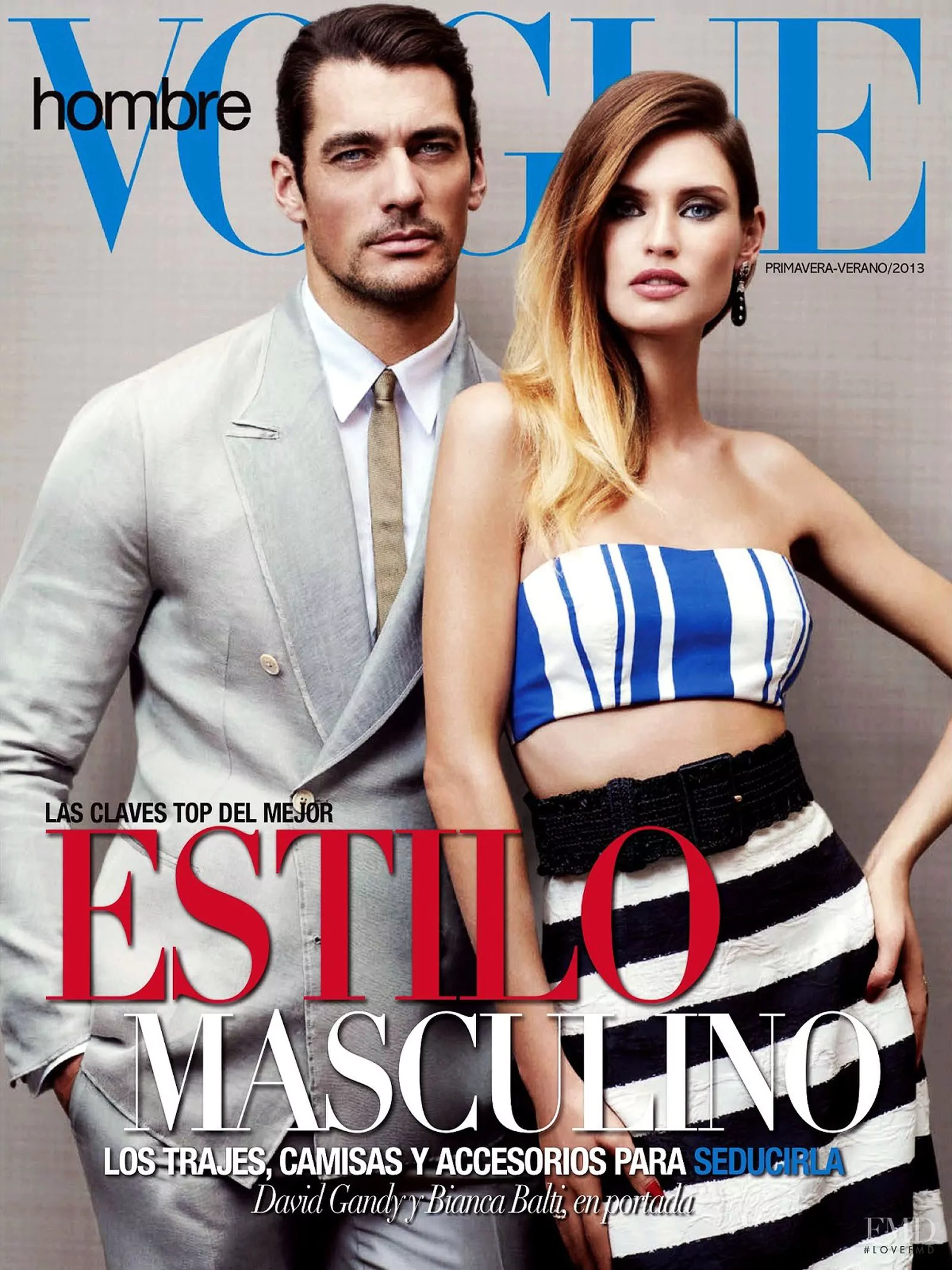 Bianca Balti and David Gandy on the cover of Vogue Hombre Mexico, March 2013.