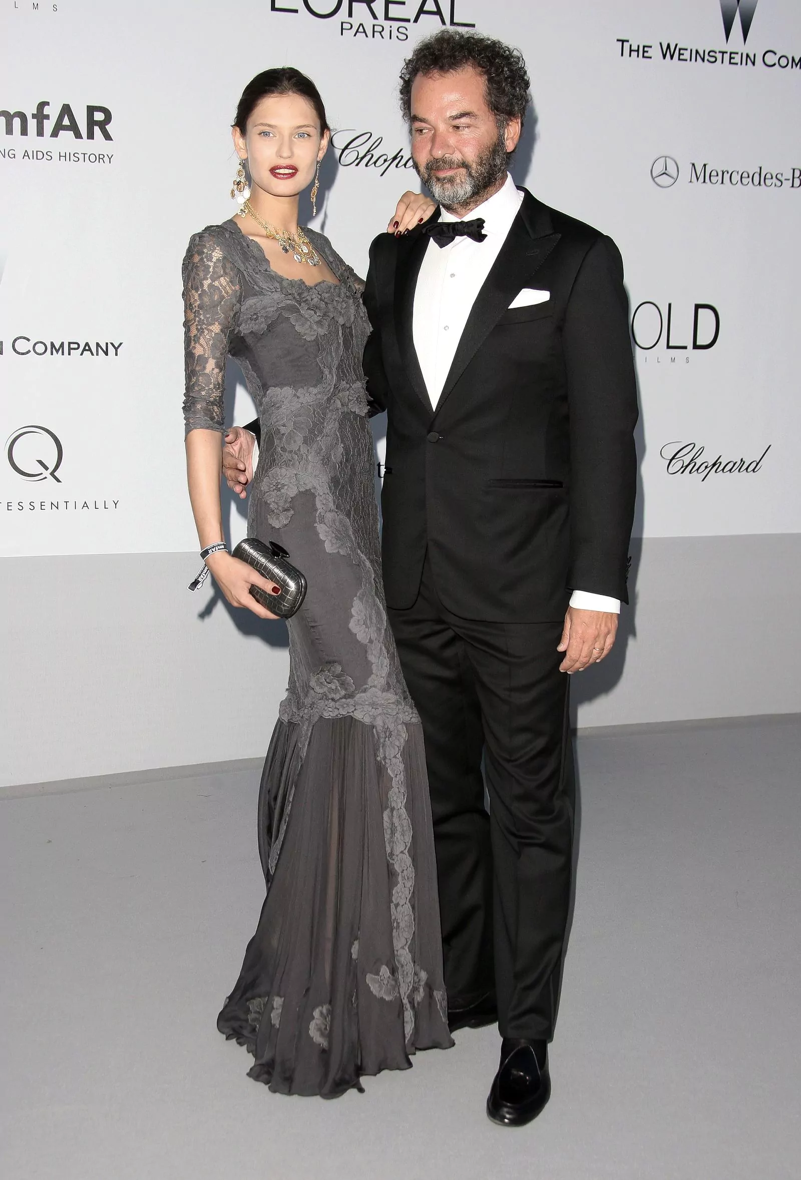 Bianca Balti and Remo Ruffini at the amfAR charity gala in Cannes, May 24, 2012.