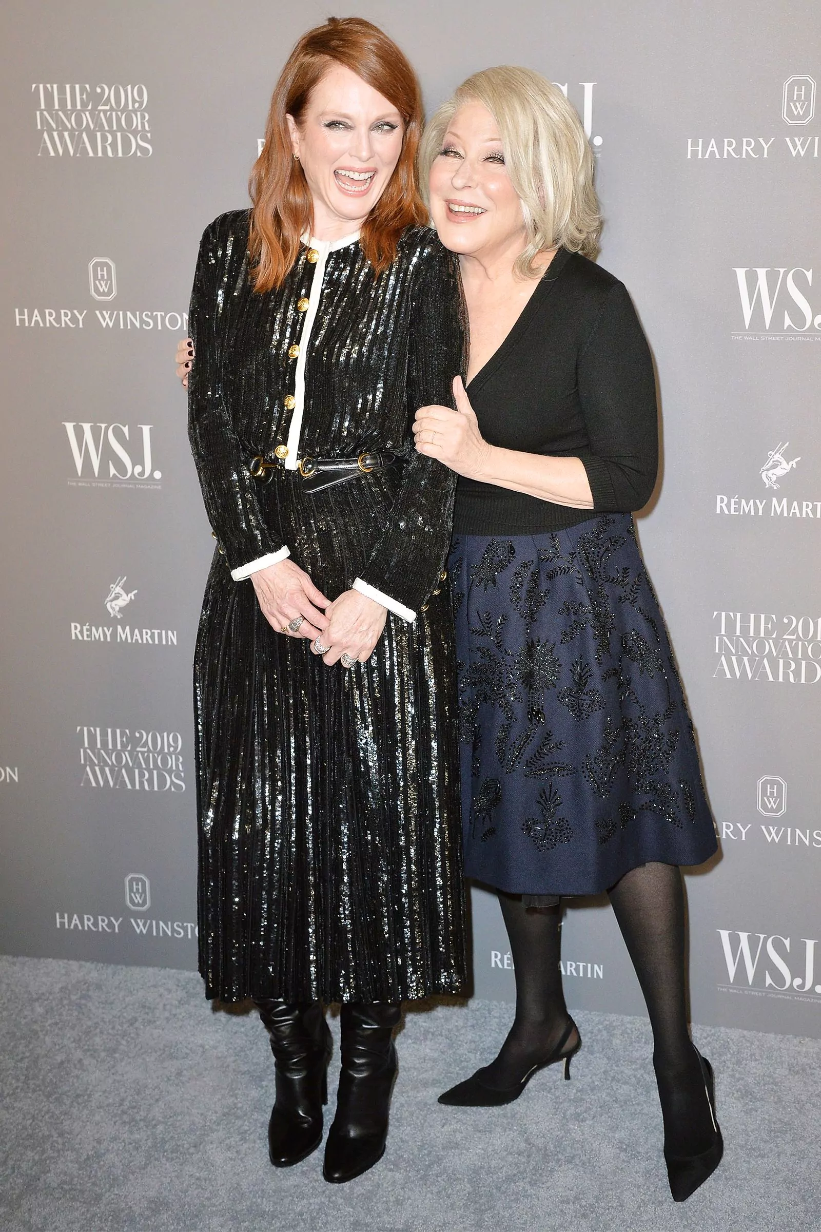 Julianne Moore and Bette Midler attend the 2019 Wall Street Journal Awards in New York City on November 6, 2019.