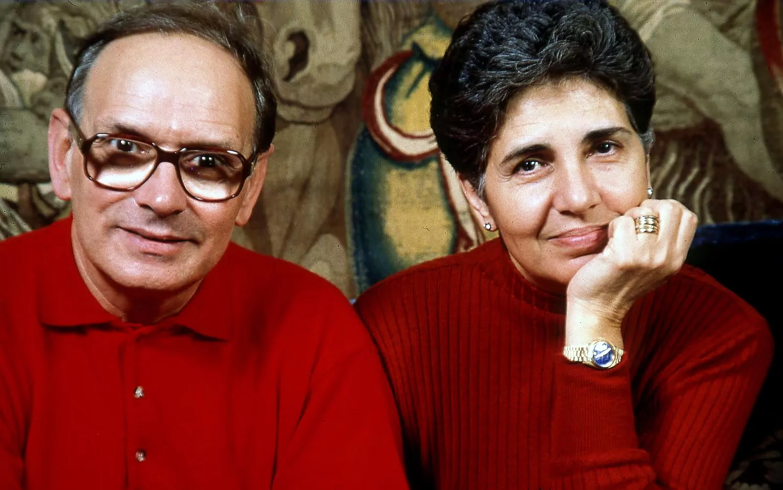 Ennio Morricone with his wife Maria Travia, 1991