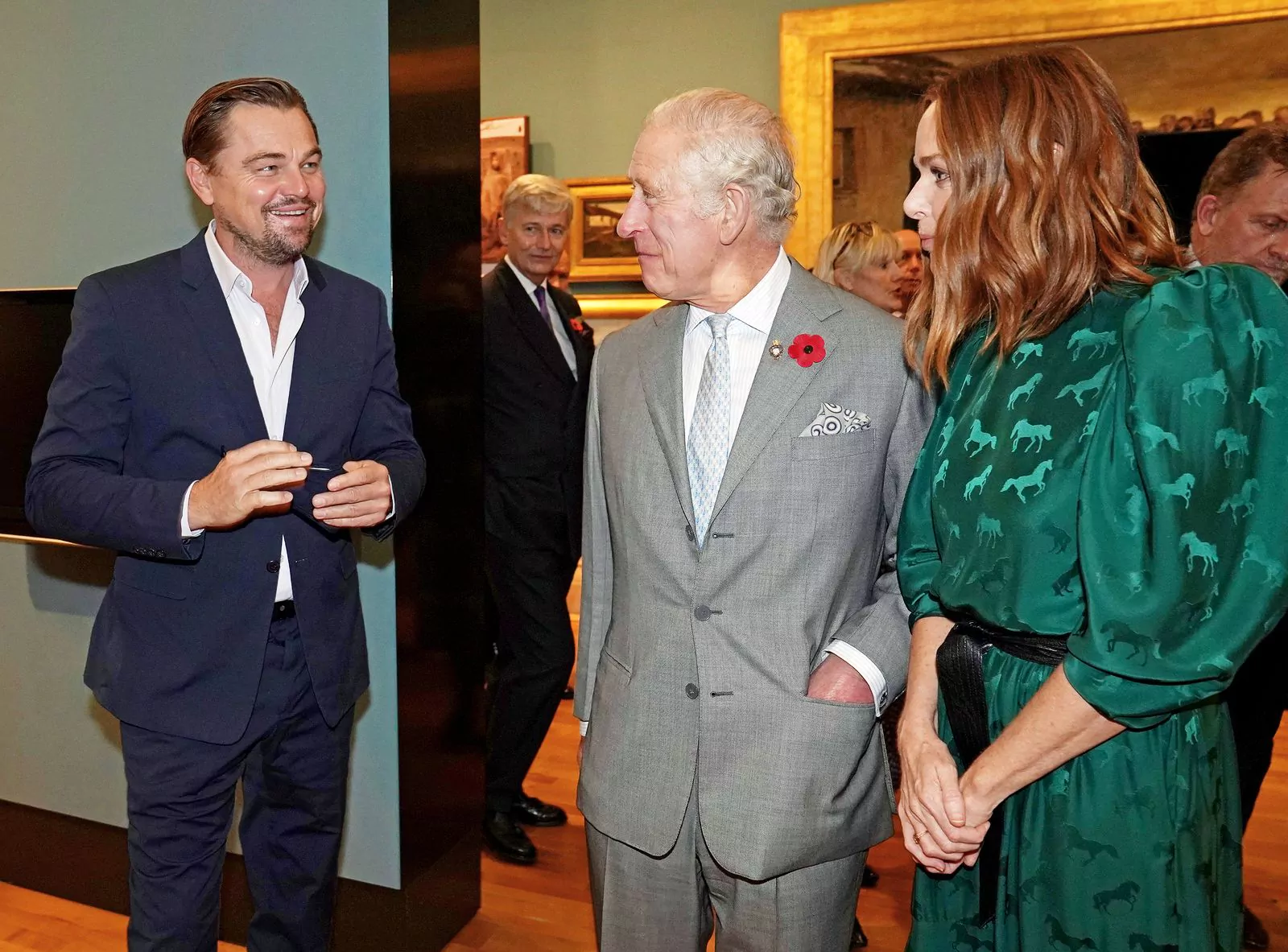 Leonardo DiCaprio, Prince Charles and Stella McCartney at Kelvingrove Art Gallery and Museum, UK, November 3, 2021.
