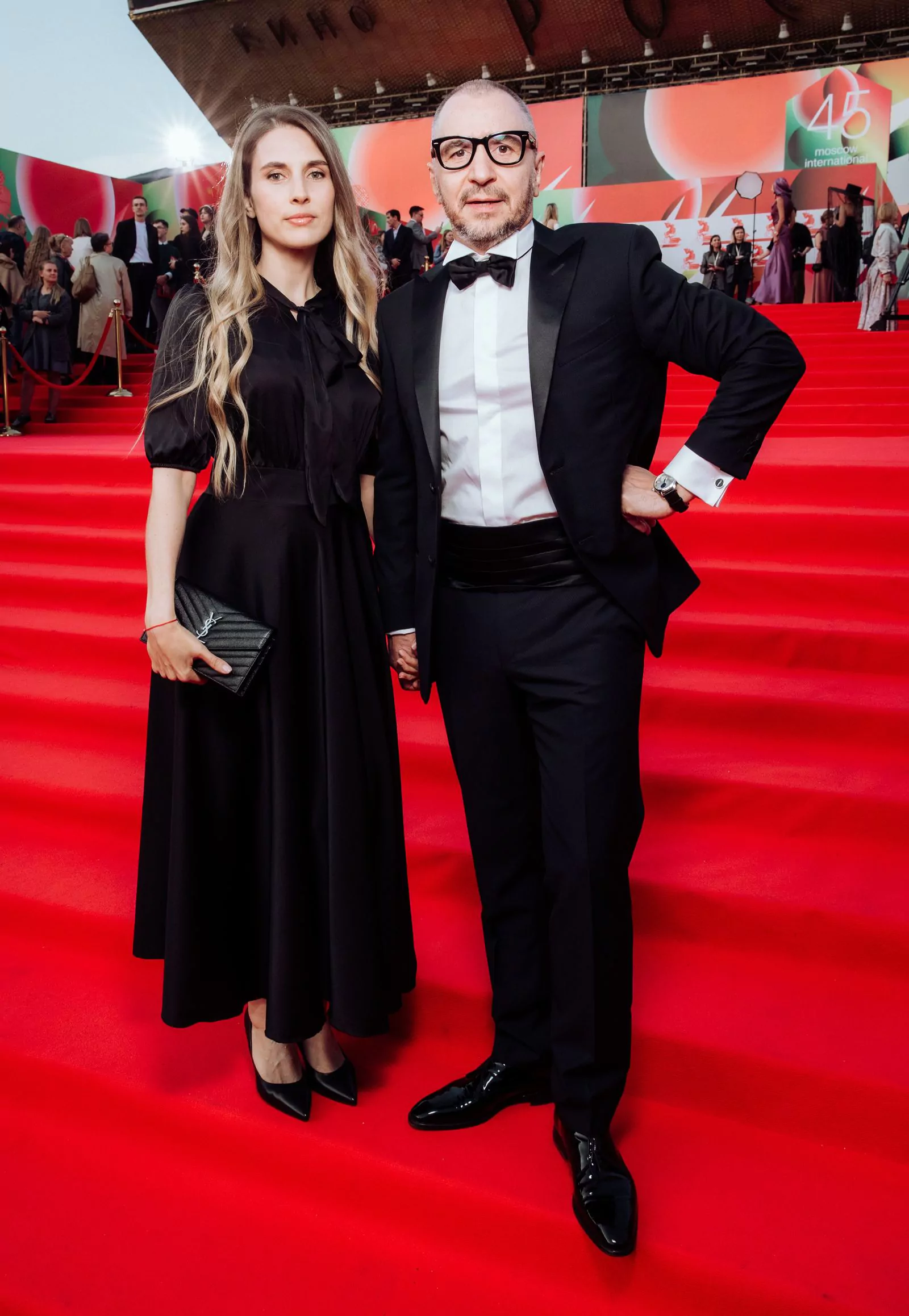 Pyotr Buslov with his wife Evgenia Evgienko at the closing ceremony of the 45th Moscow International Film Festival, April 27, 2023, photo 1