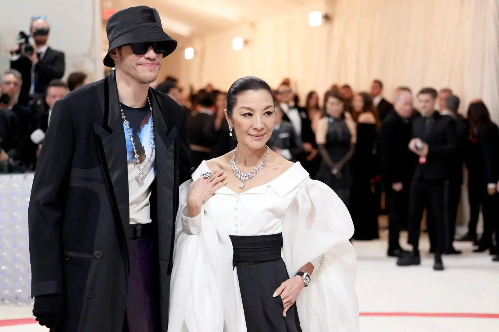 Pete Davidson and Michelle Yeoh at the 2023 Met Gala Pete Davidson and Michelle Yeoh at the 2023 Met Gala on May 1, 2023.