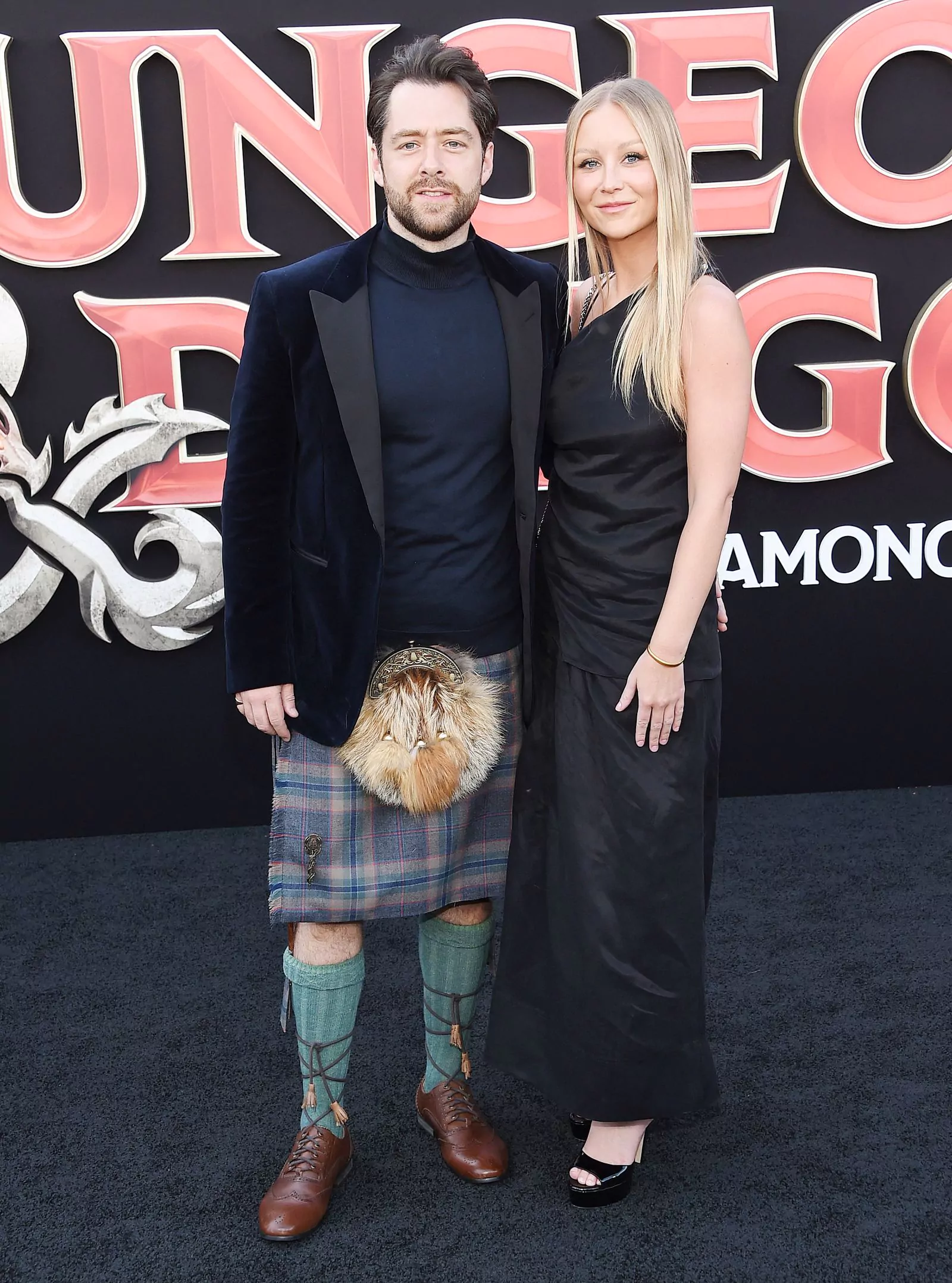 Richard Rankin and Sammy Russell attend the premiere of Dungeons & Dragons: Honor Among Thieves in Los Angeles on March 26, 2023.