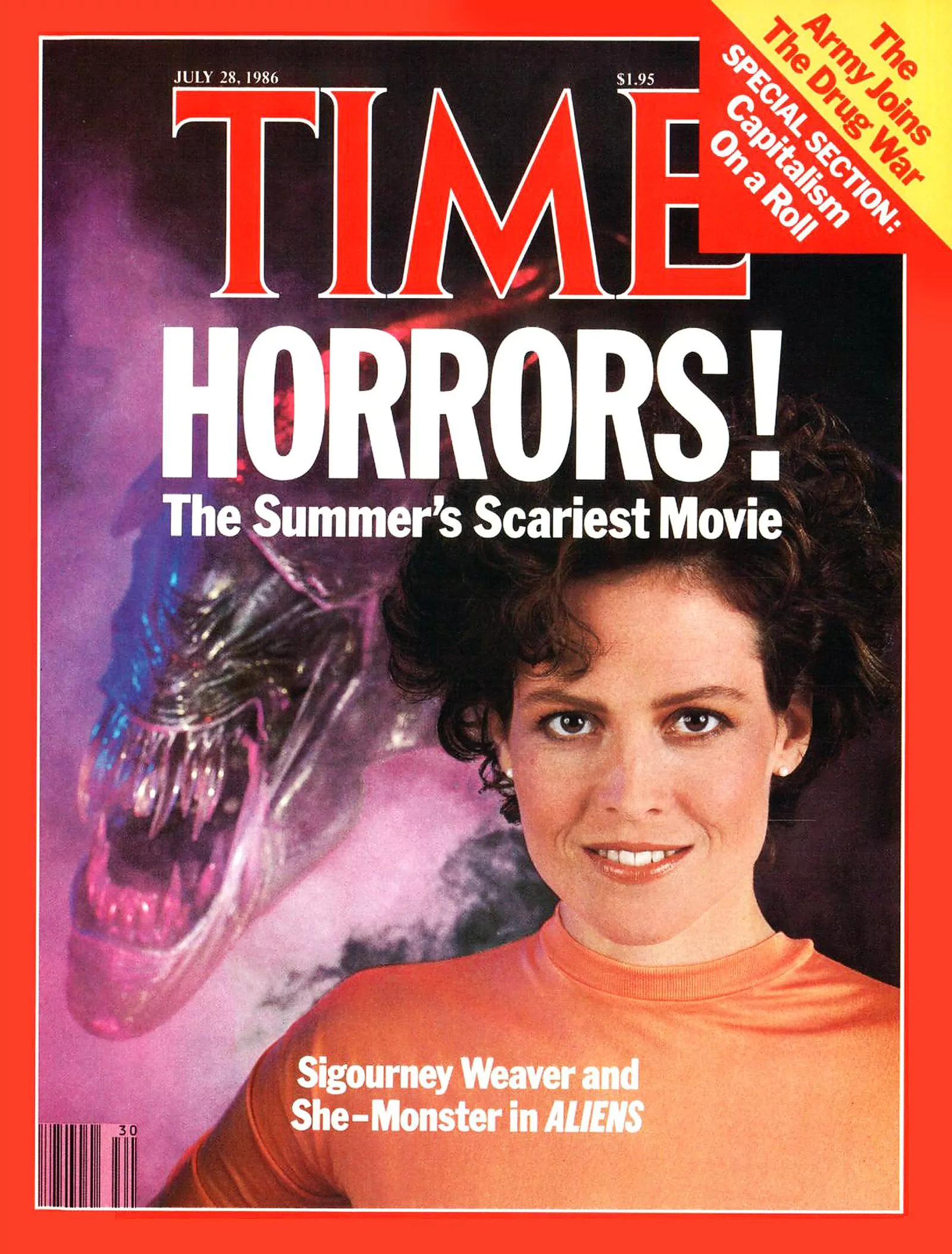 Sigourney Weaver on the cover of Time Magazine, July 28, 1986